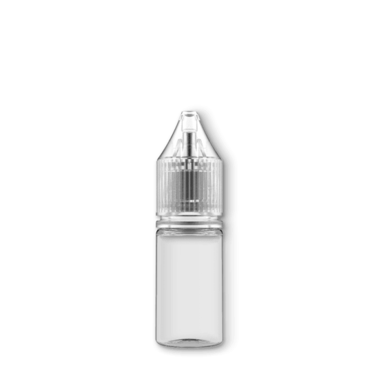Chubby Gorilla Bottles – 10ml PET Clear Bottle with CRC and Tamper Clear Cap